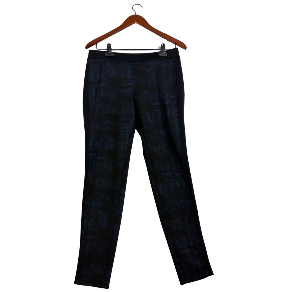 Rock & Republic Women's M Black Blue Abstract Print Skinny Pull On Pants Stretch